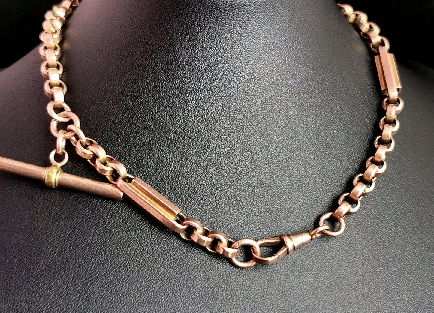 Antique 9ct gold fancy link Albert chain, watch chain, Victorian