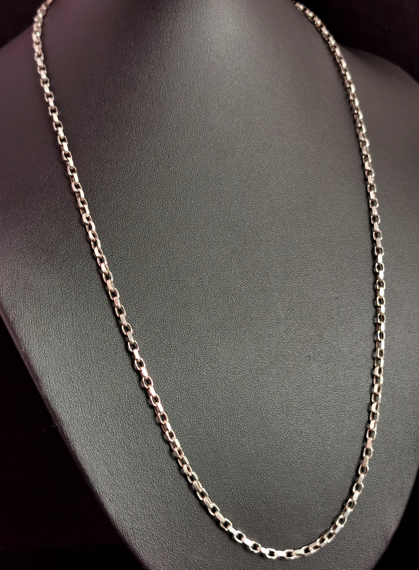 Vintage sterling silver boxy belcher link chain necklace