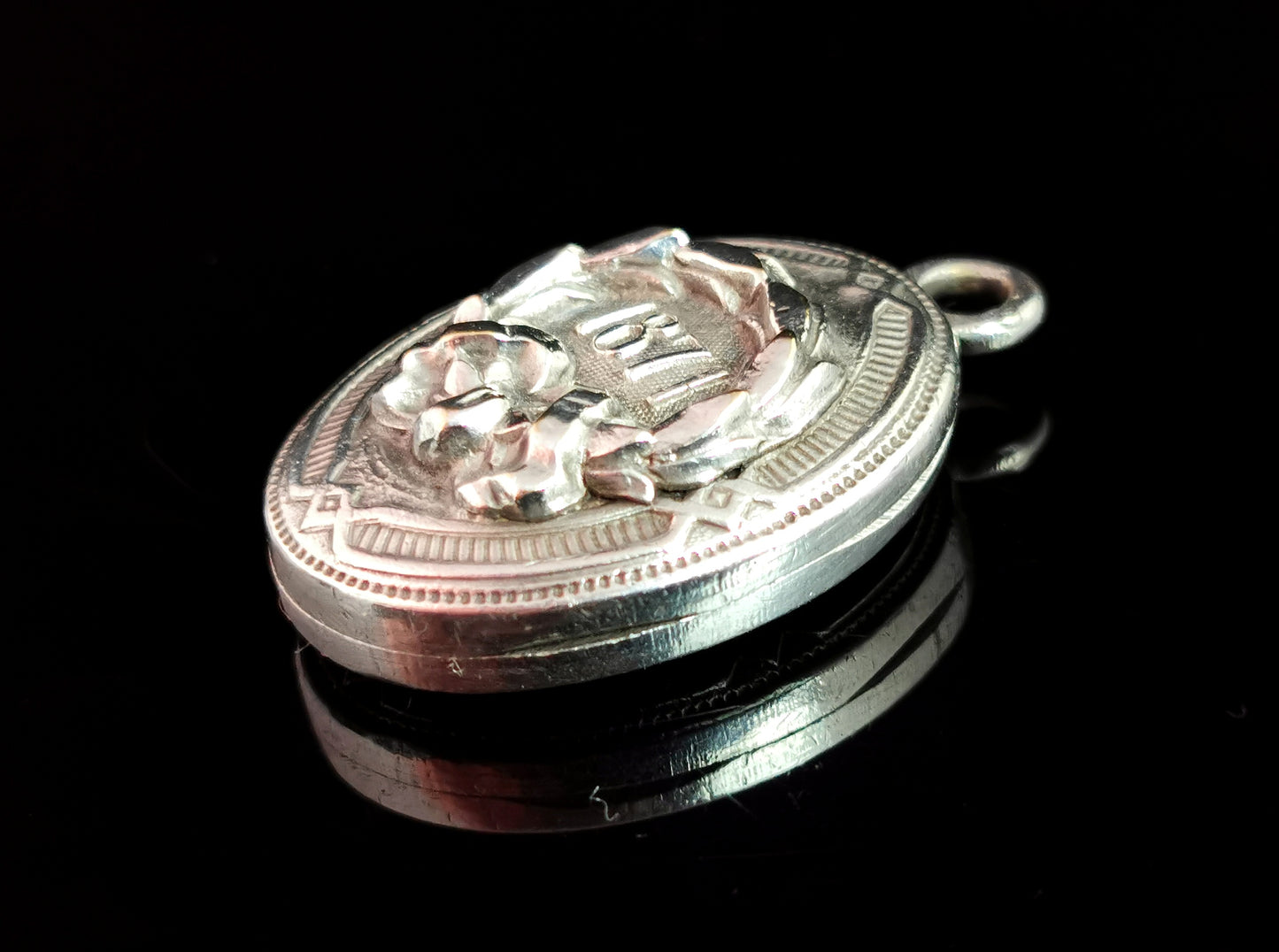Antique Victorian silver locket, 1871, pendant