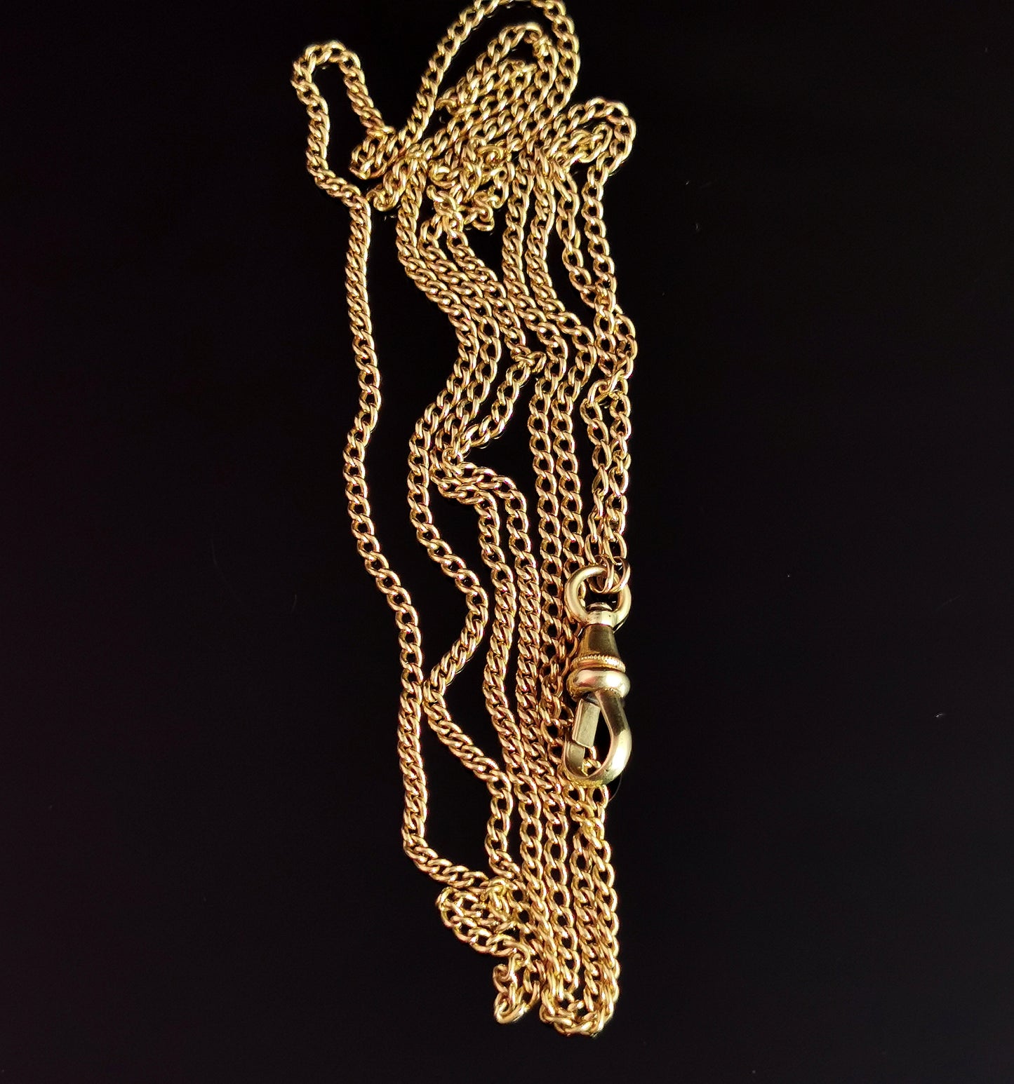 Antique 18ct yellow gold longuard chain necklace, Victorian