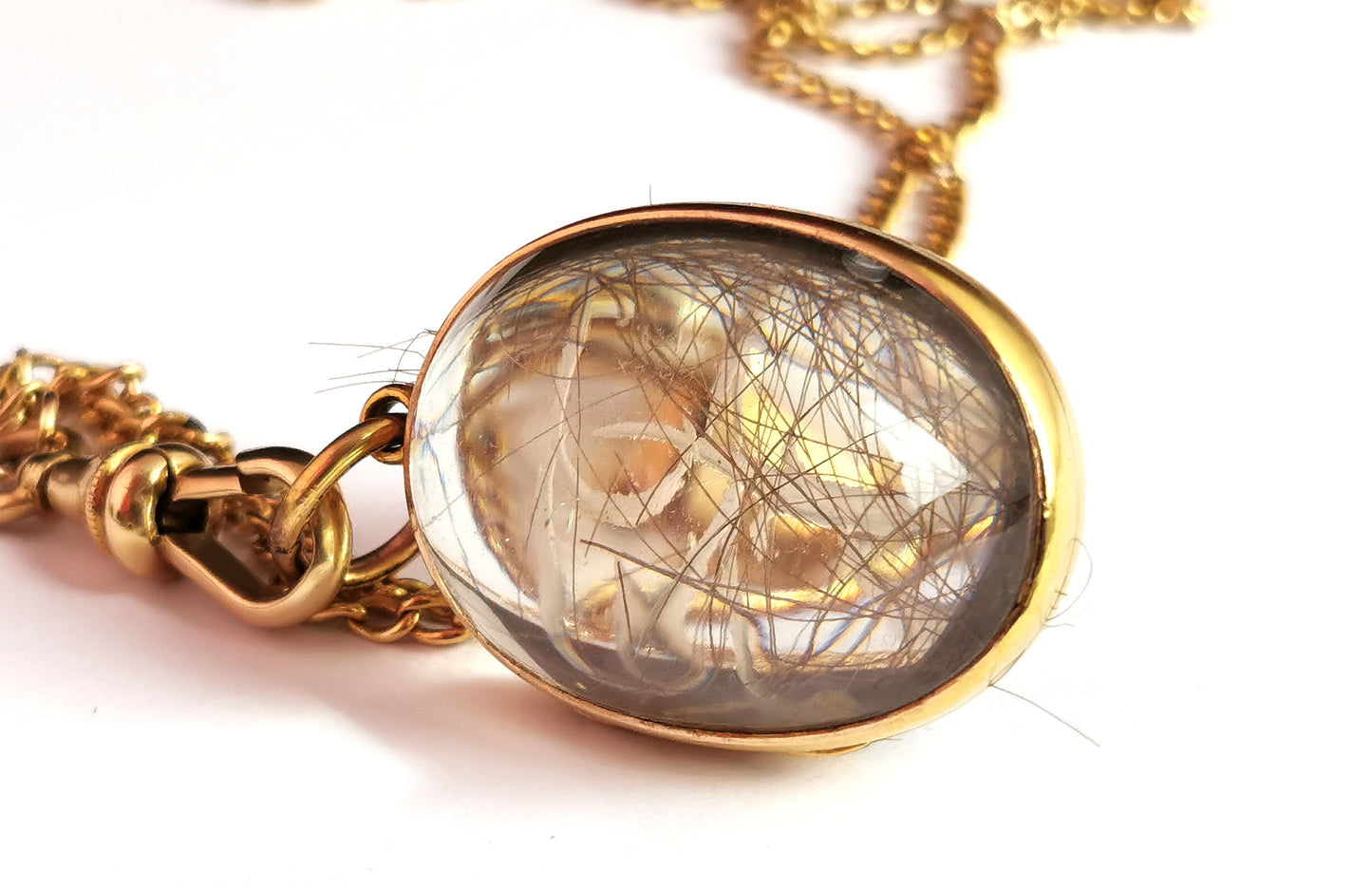 Important Antique Mourning locket, Rock crystal, 15ct gold, Lord Byron