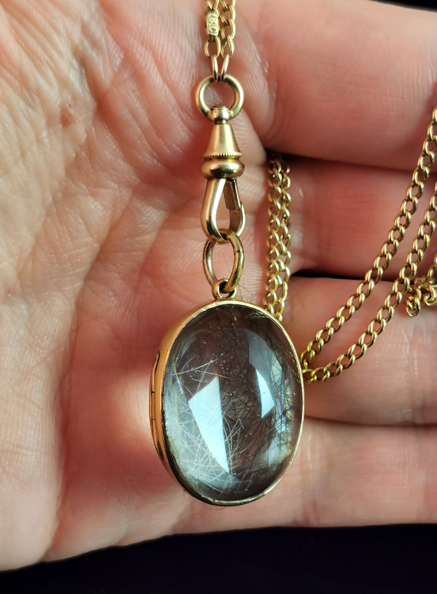 Important Antique Mourning locket, Rock crystal, 15ct gold, Lord Byron