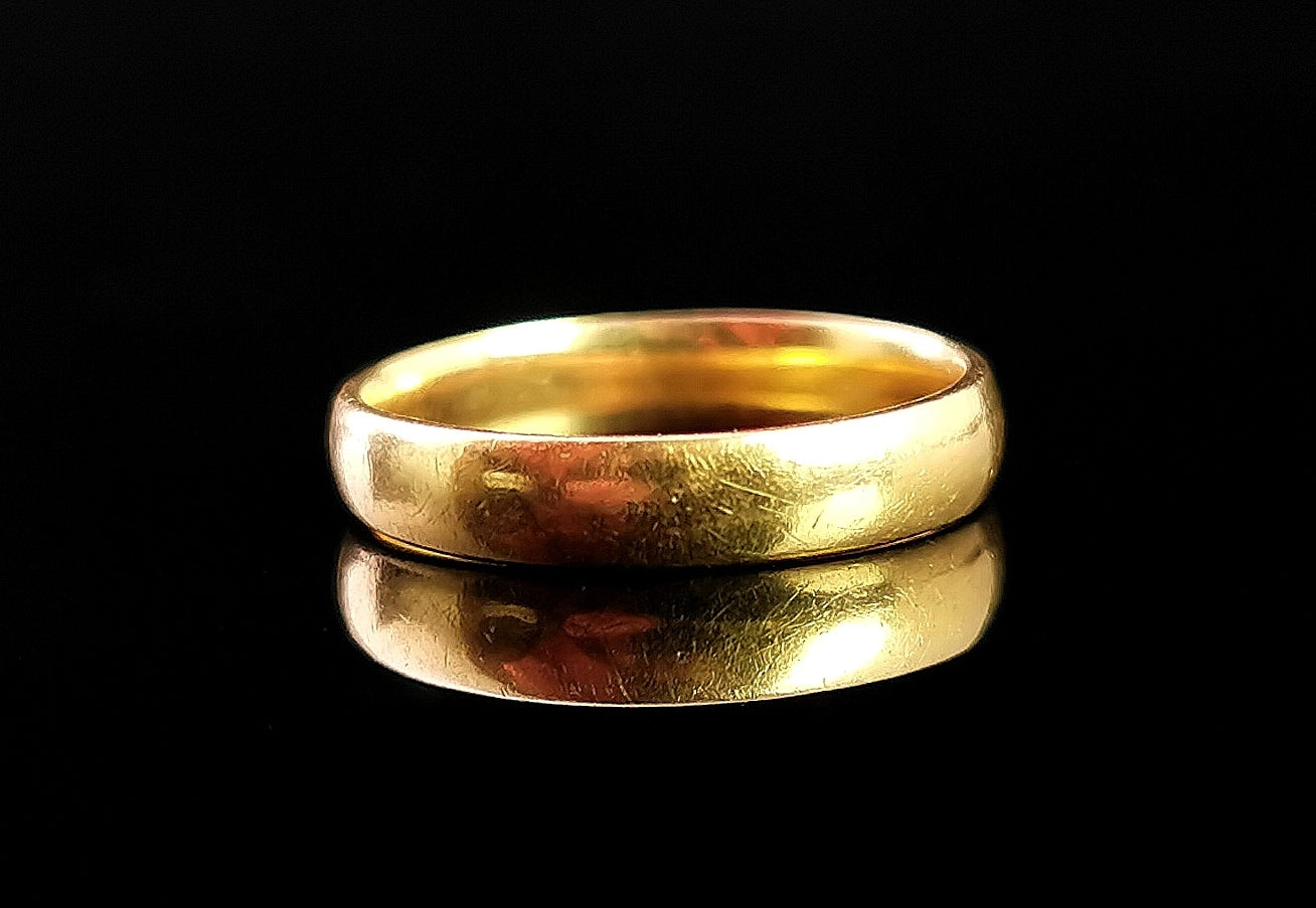 Art Deco 22ct yellow gold band ring, wedding ring