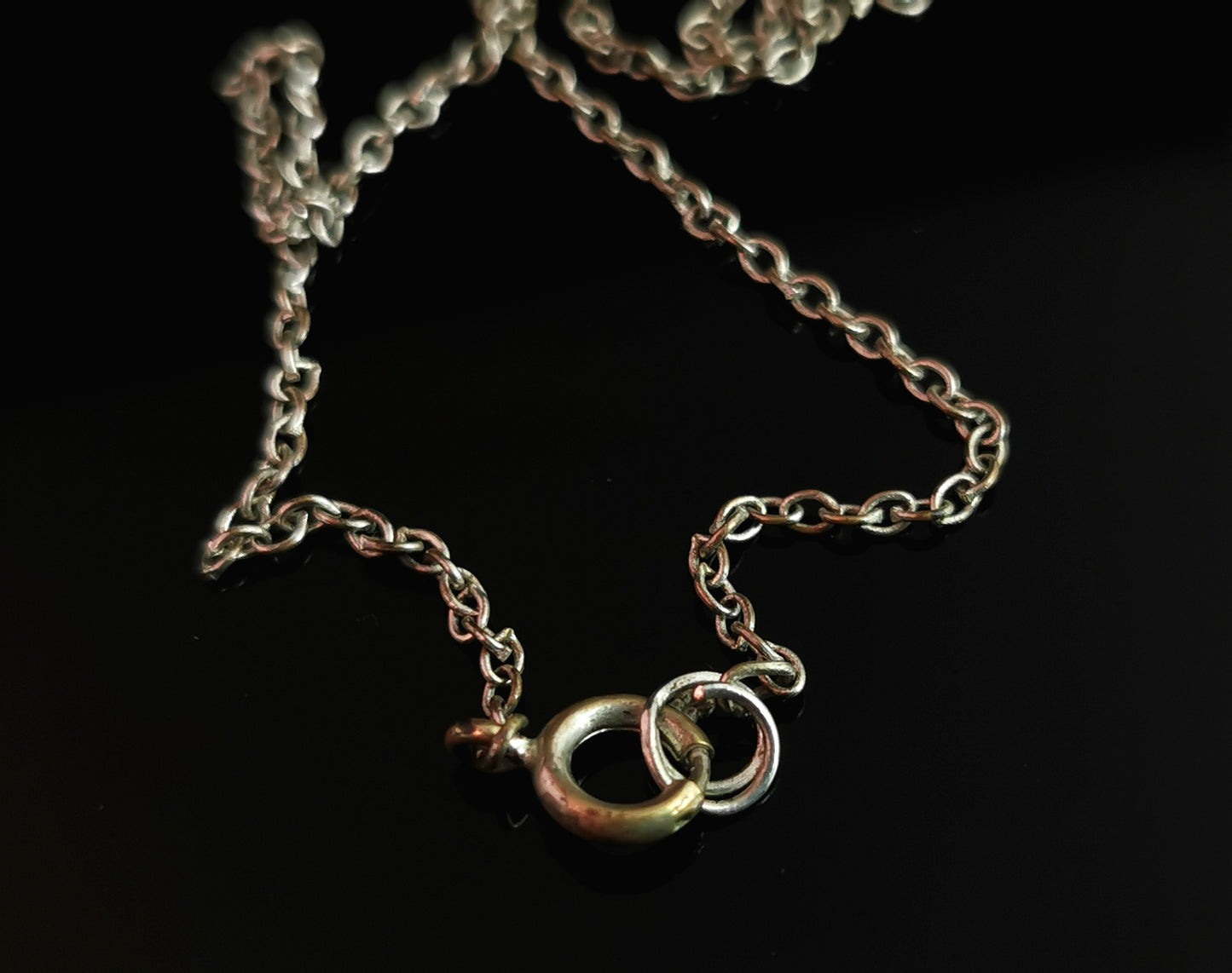 Antique silver Love Mother pendant, Ivy leaf, necklace