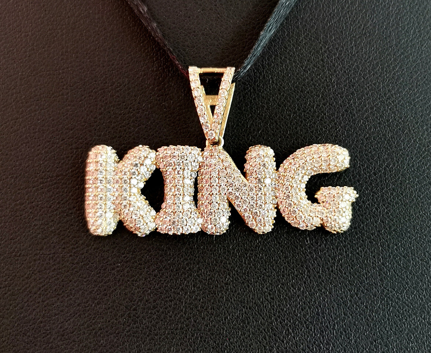 Bling King pendant, 14ct yellow gold, Cubic Zirconia, Iced out