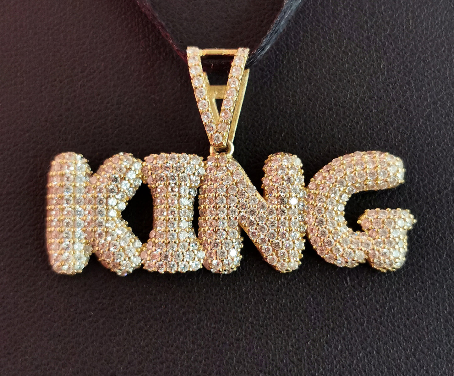 Bling King pendant, 14ct yellow gold, Cubic Zirconia, Iced out