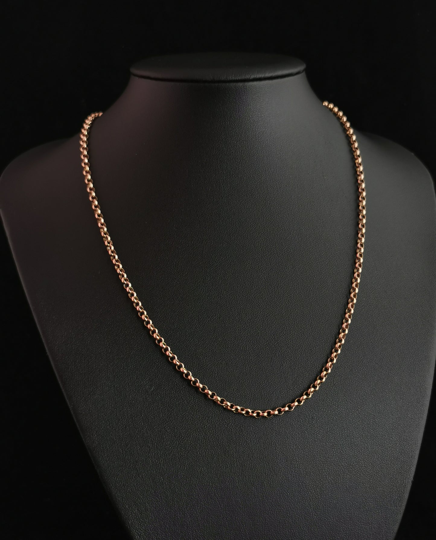 Vintage 9ct yellow gold Belcher link chain necklace, rolo link