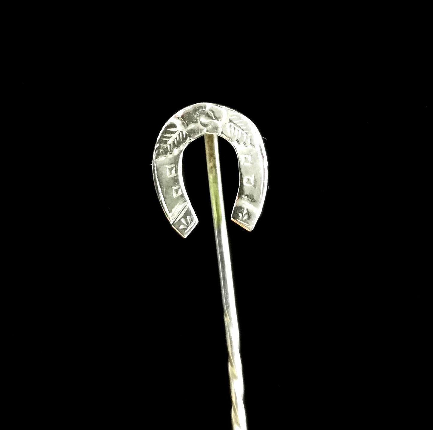 Antique 9ct gold horseshoe stick pin, Victorian, Lucky
