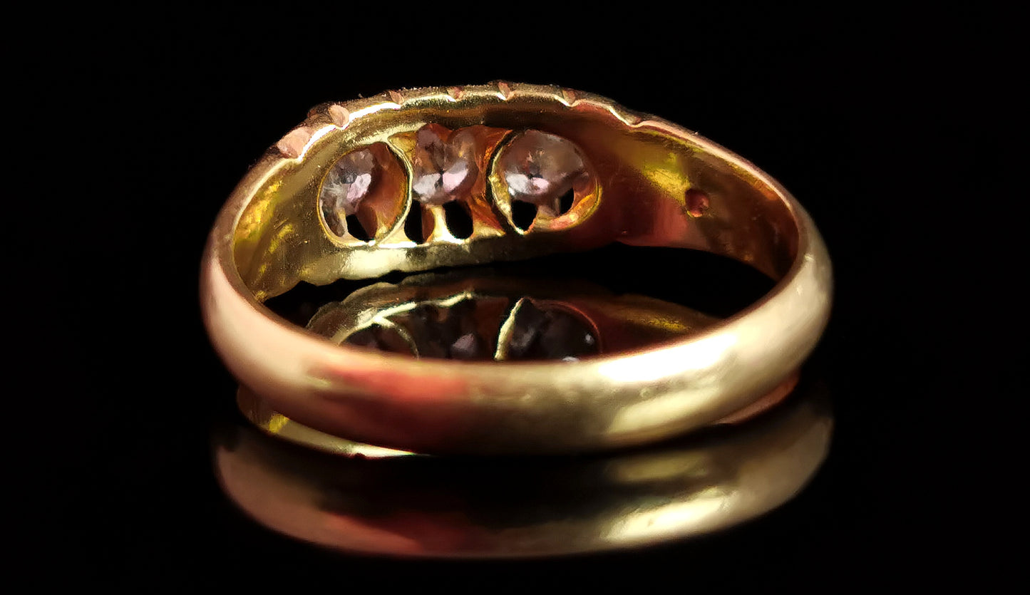 Antique Diamond three stone ring, 18ct gold, Edwardian