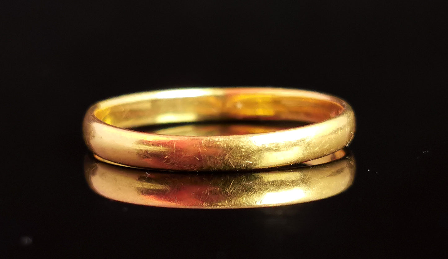 Vintage 22ct yellow gold band ring, wedding ring