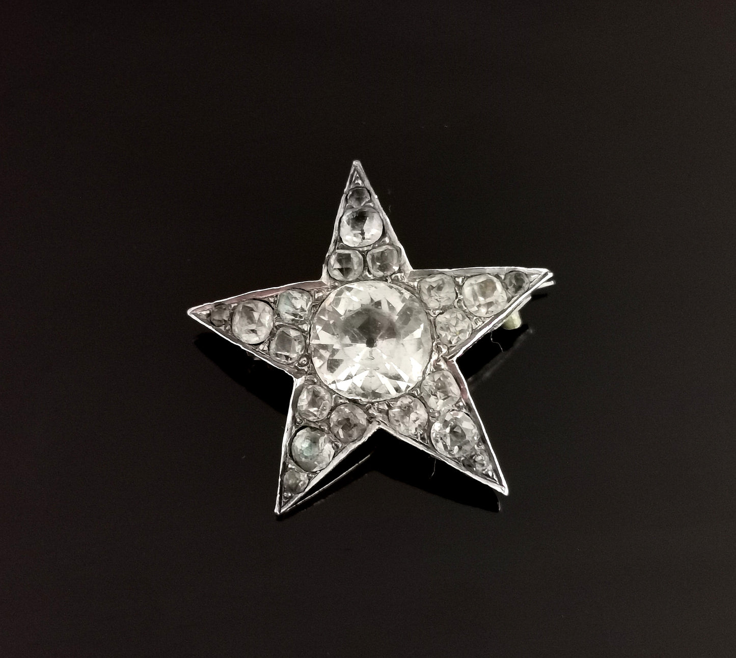 Antique Victorian paste star brooch, Sterling silver