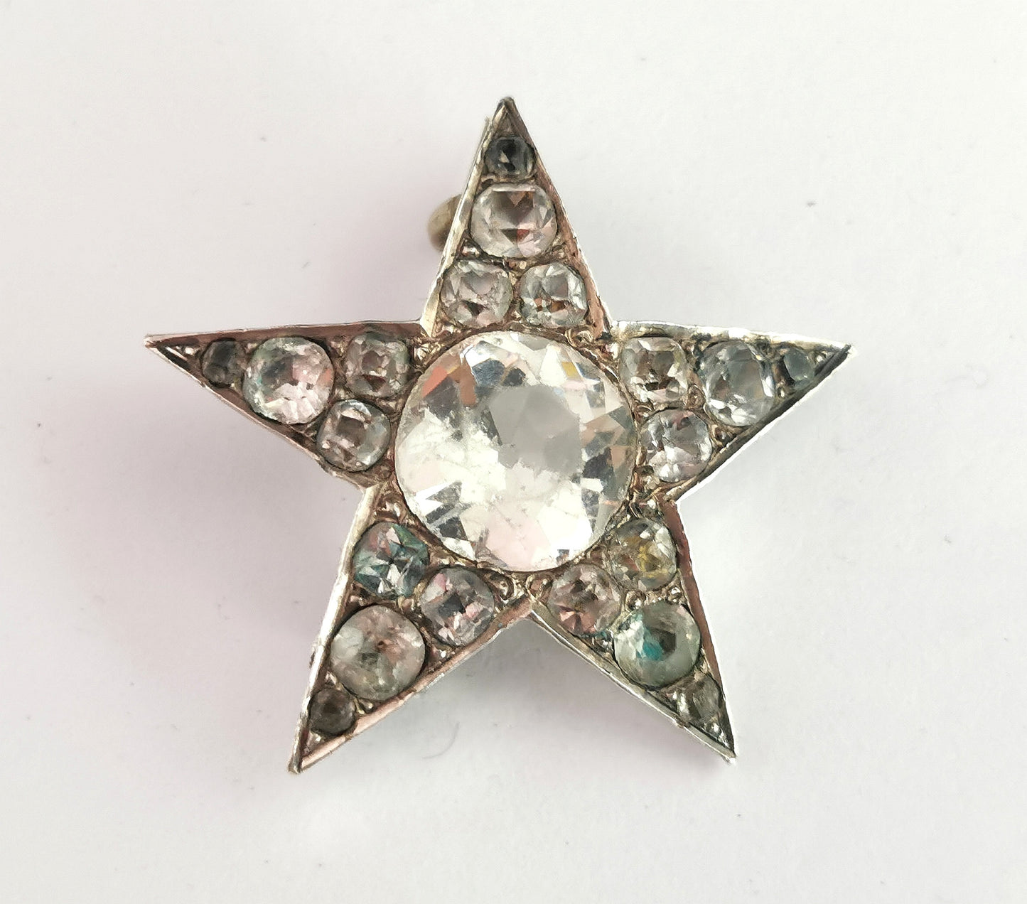 Antique Victorian paste star brooch, Sterling silver