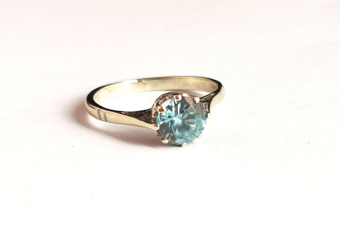 Vintage Blue Zircon solitaire ring, 9ct white gold