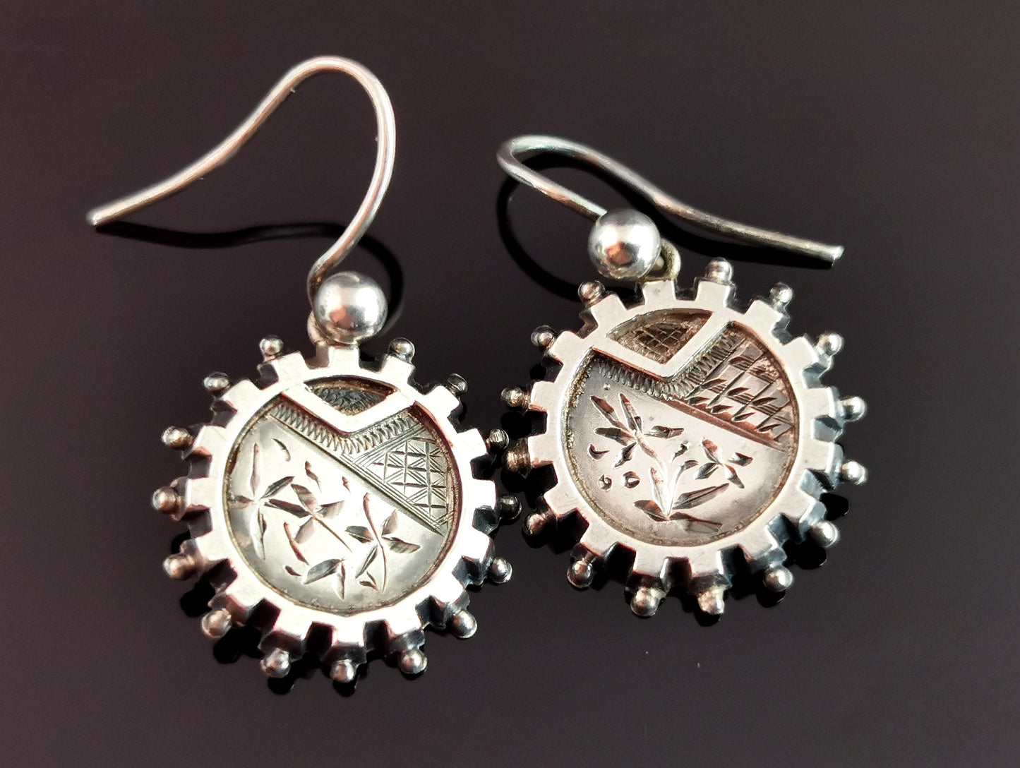Antique Victorian silver aesthetic earrings, dangly