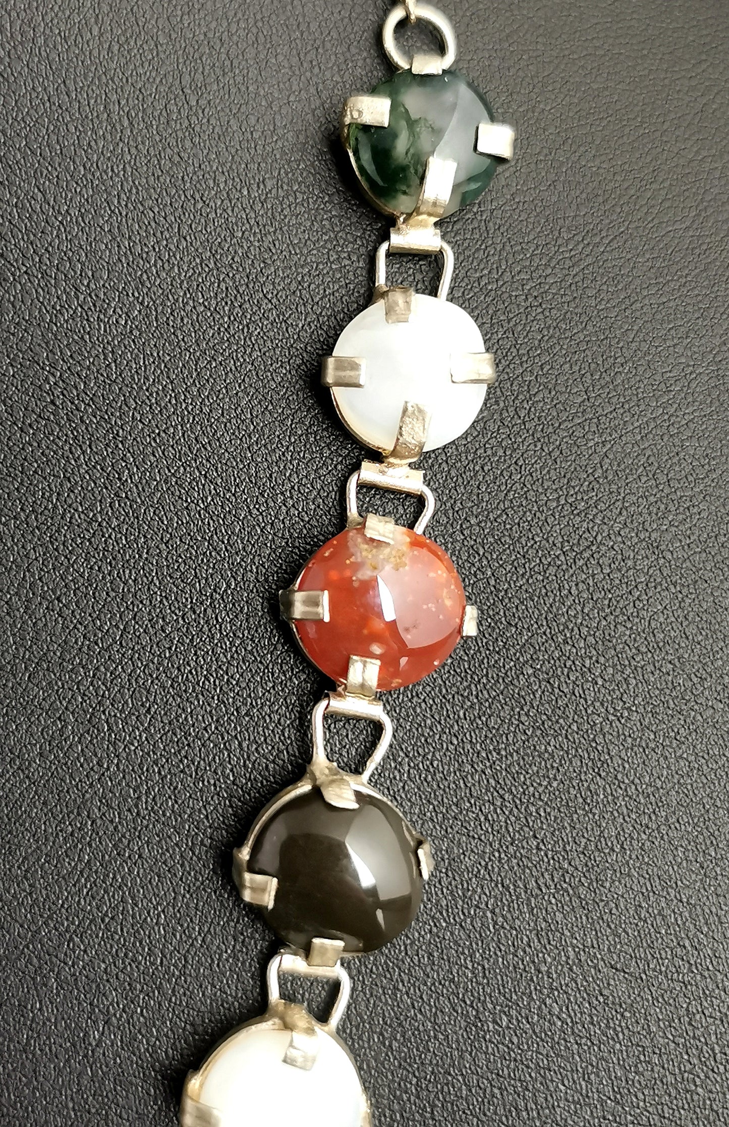 Antique multi gemstone necklace, Agate, Carnelian and Feldspar