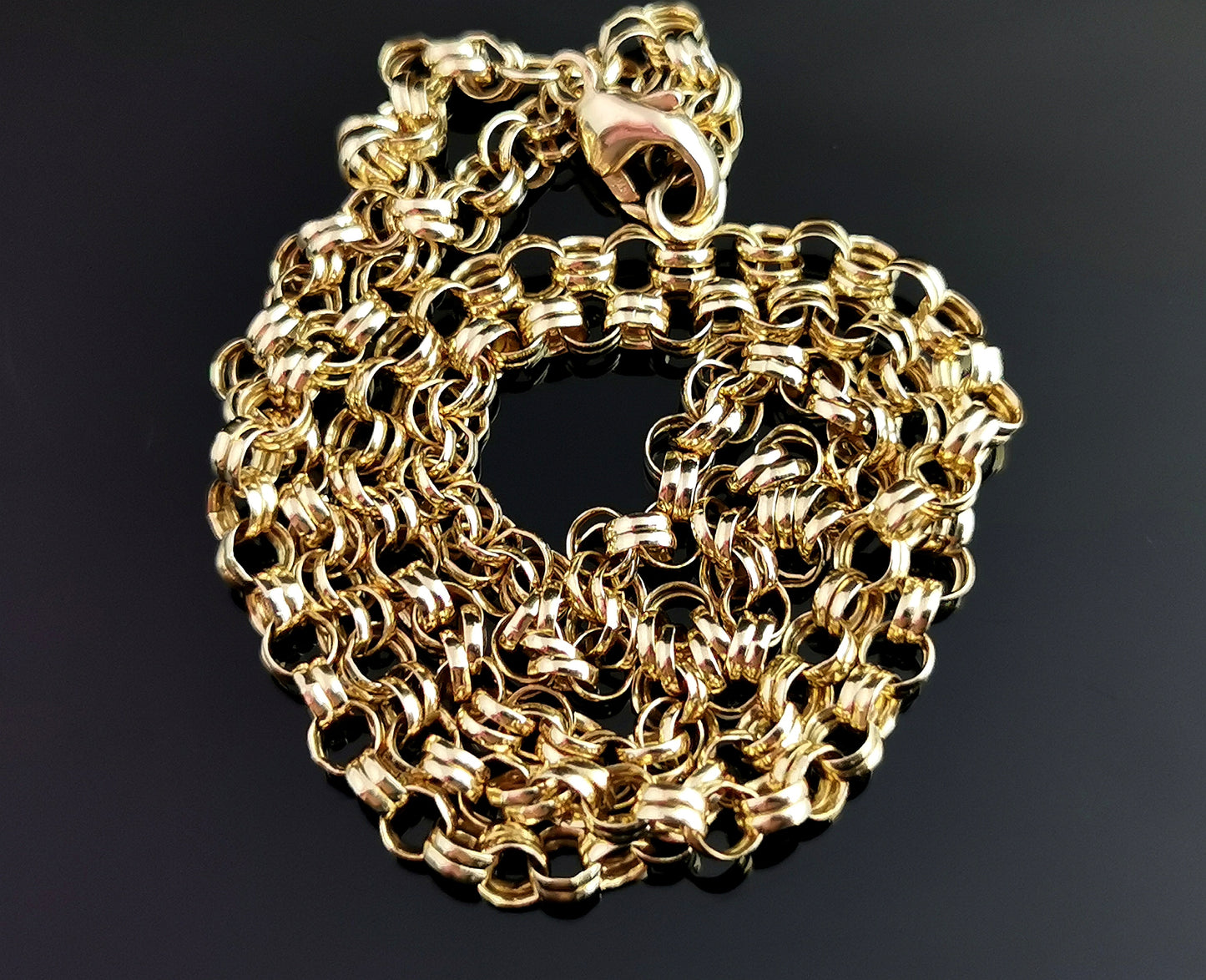 Vintage 9ct gold rolo link chain necklace, belcher link