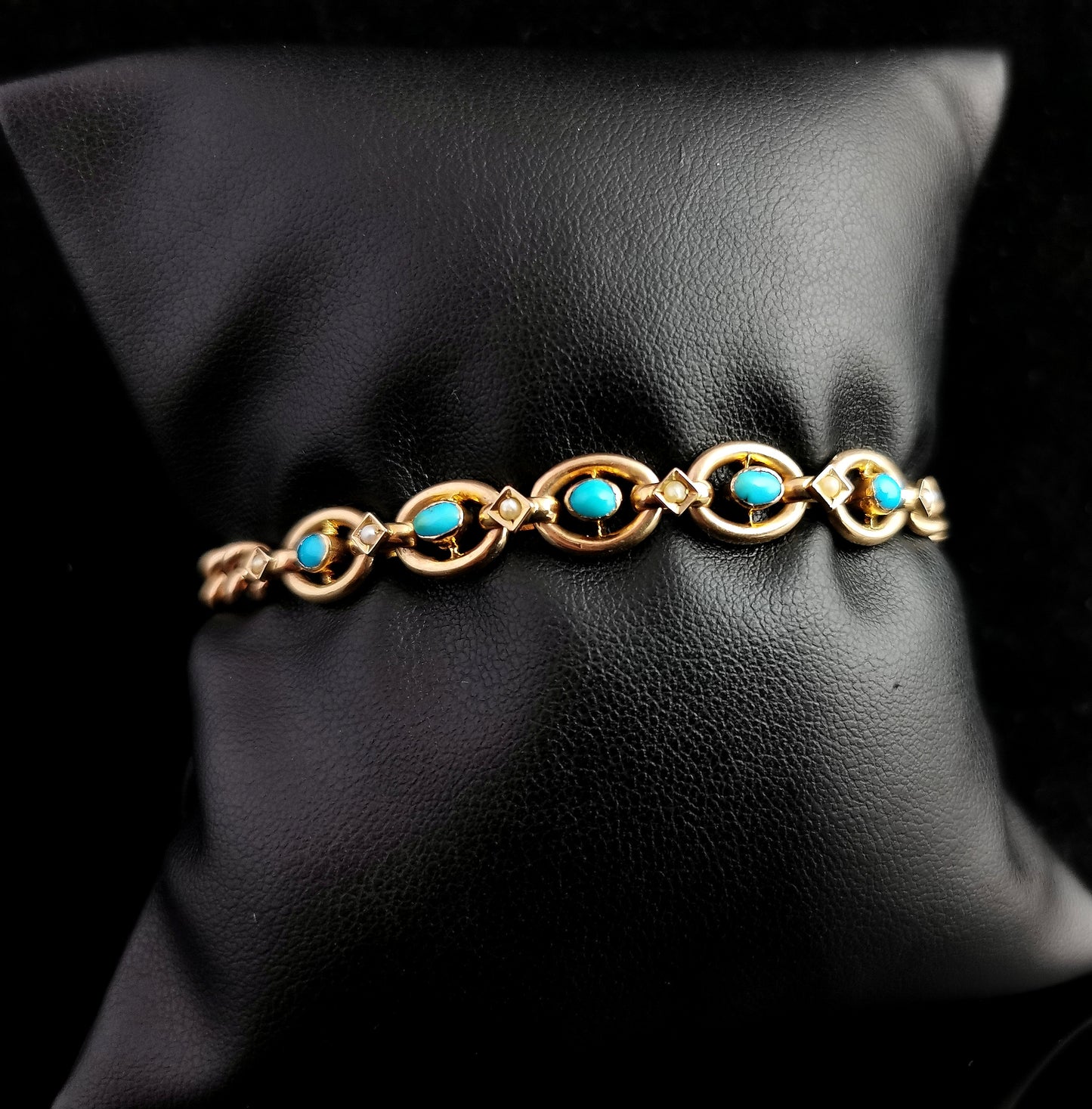 Antique Victorian Turquoise and pearl bracelet, 9ct gold