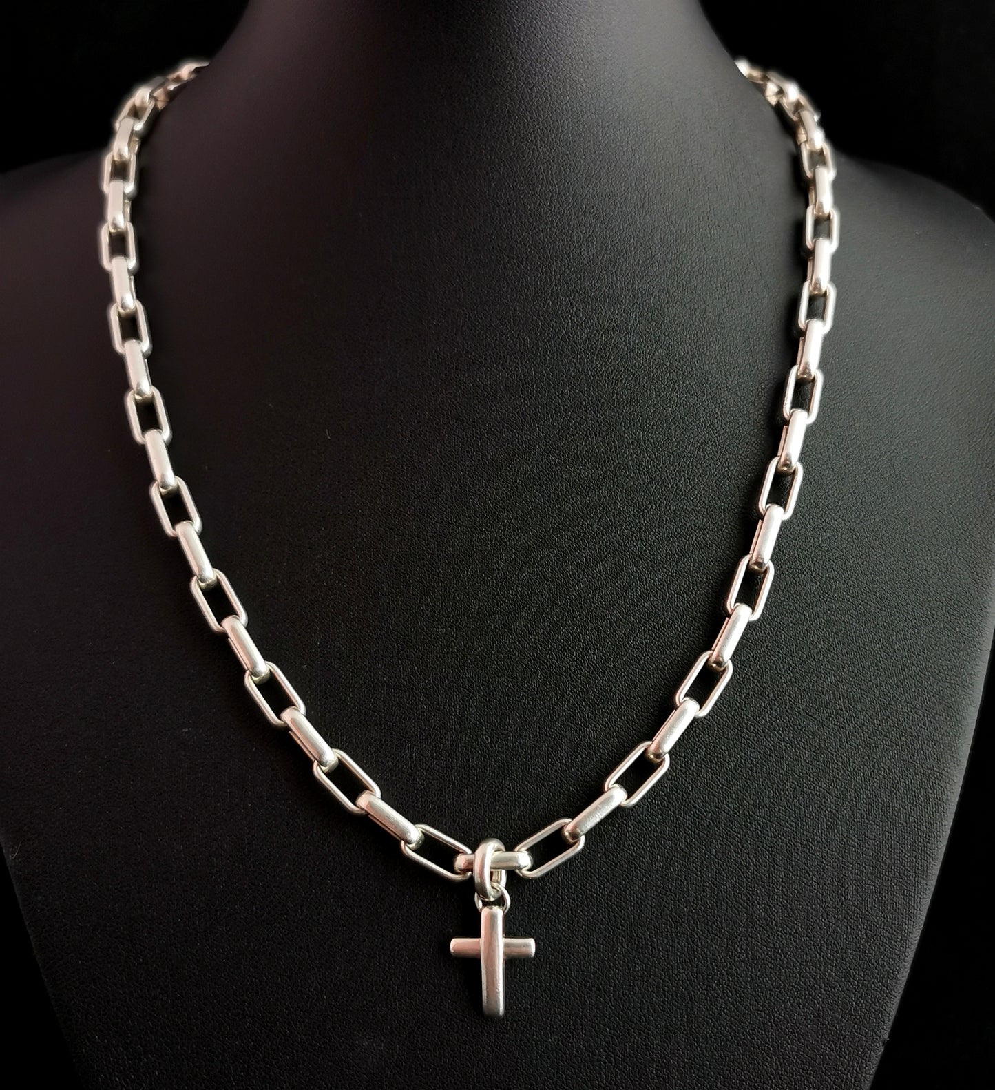 Vintage Chunky silver chain and cross necklace, Emporio Armani