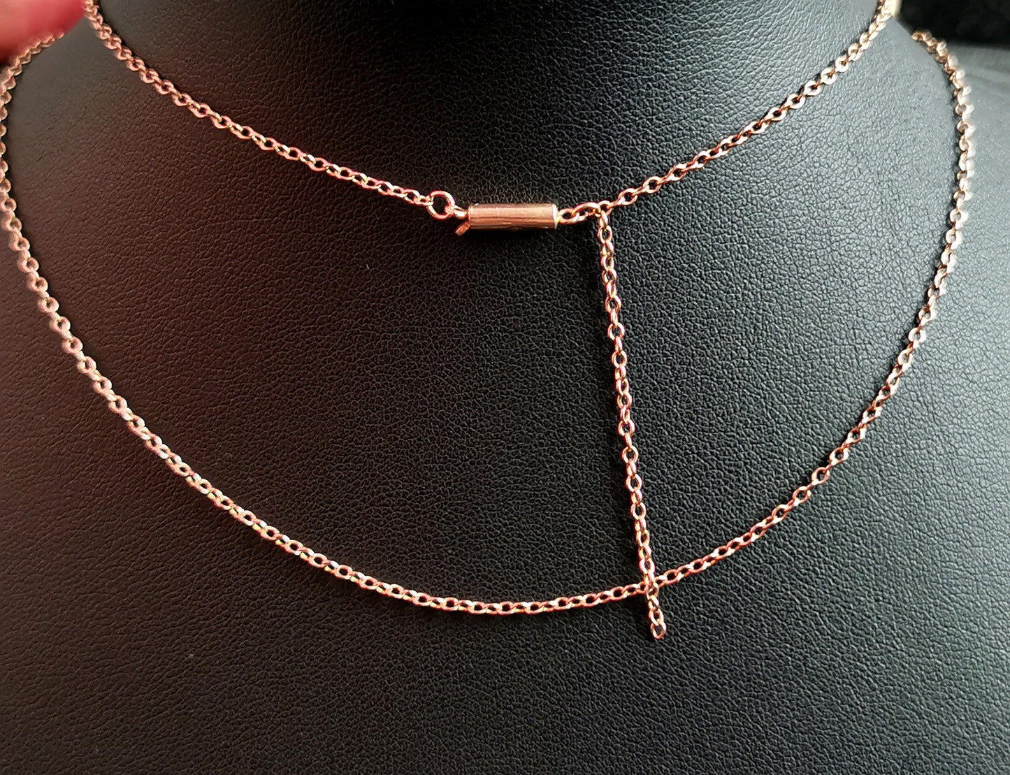 Antique 9ct Rose gold trace link chain necklace, Edwardian