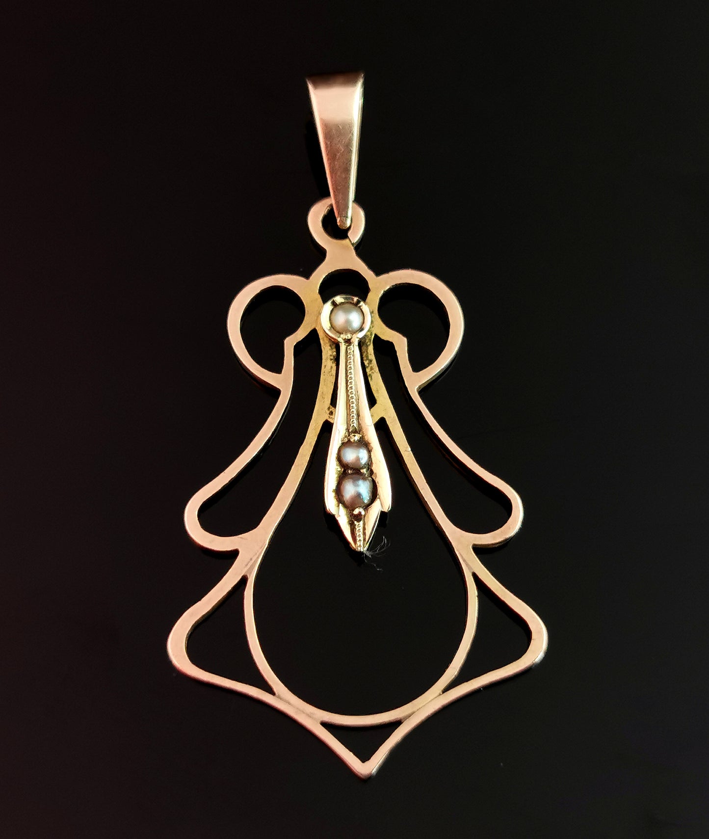 Antique Art Nouveau seed pearl pendant, 9ct gold