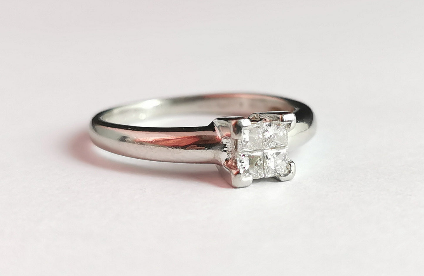 Vintage Diamond engagement ring, four stone, Platinum