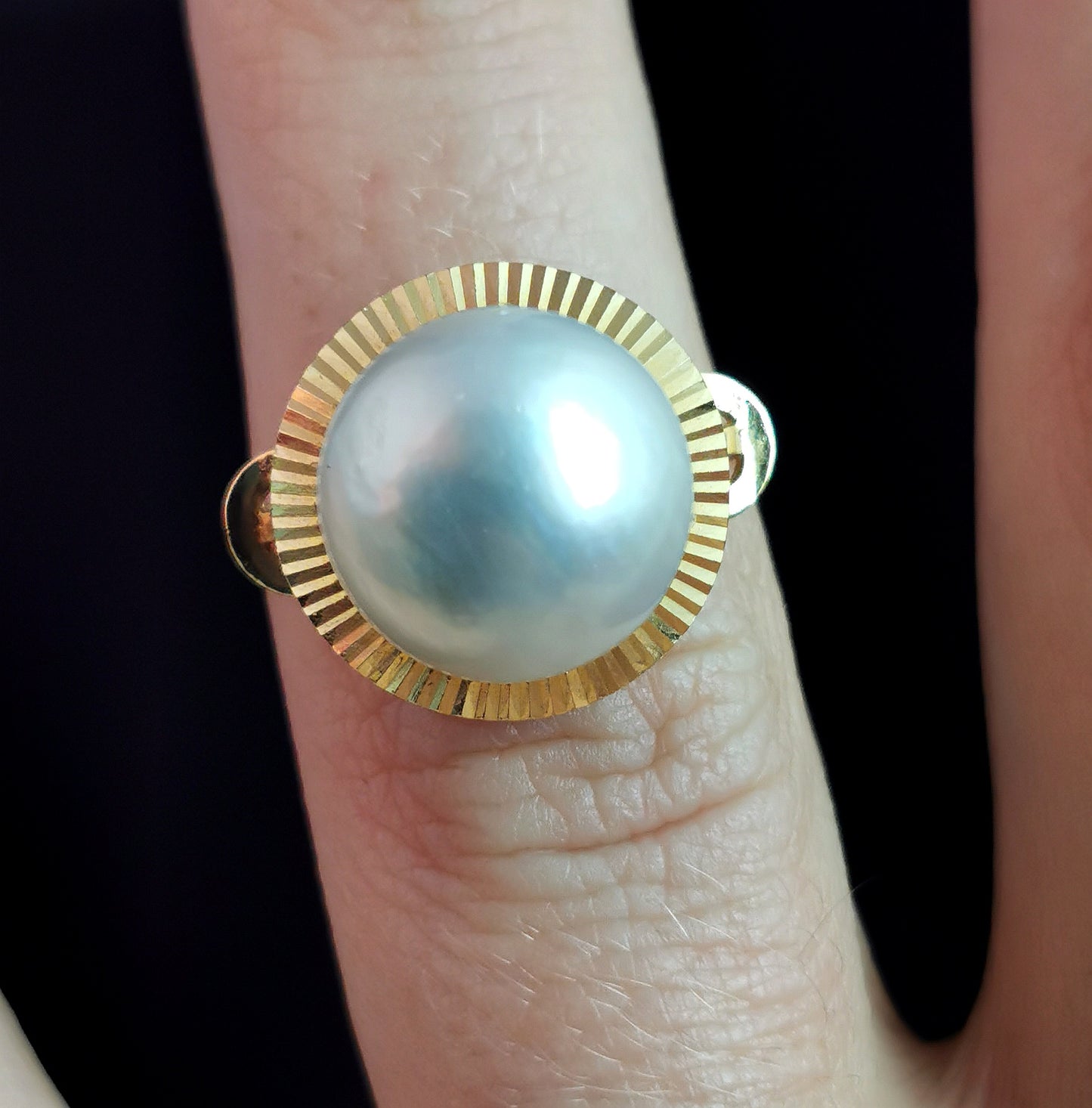 Vintage Mabe pearl cocktail ring, 14ct yellow gold