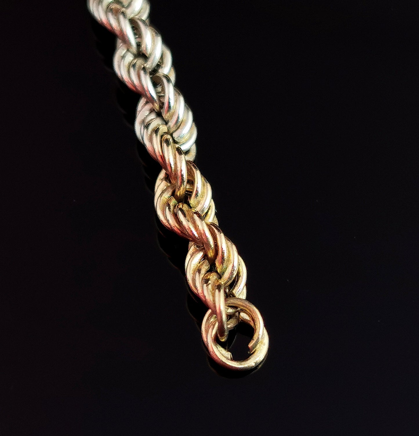 Vintage 9ct tri colour gold Rope Chain necklace