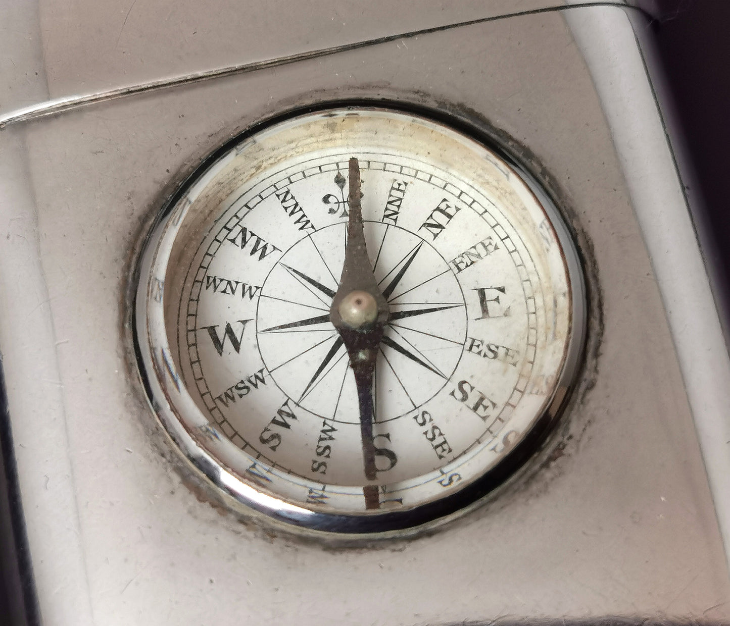 Antique silver vesta case, Compass, Victorian