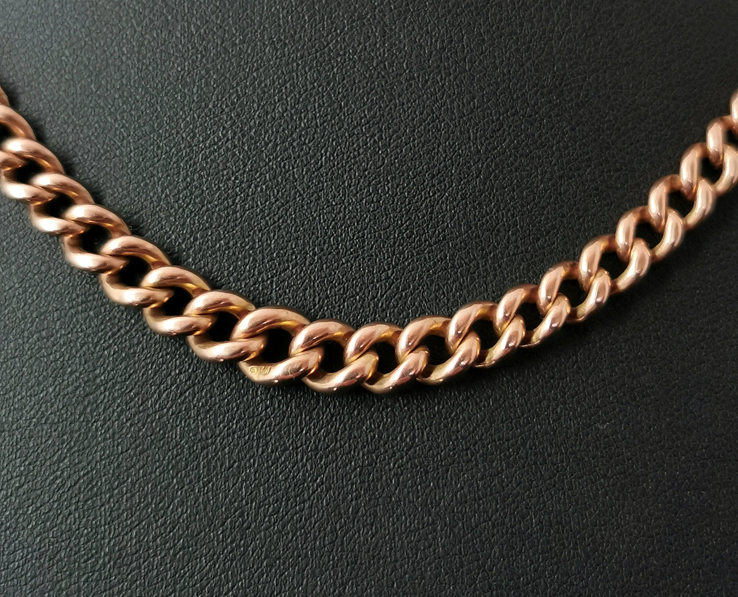 Antique 9ct Rose gold Albert chain, curb link, watch chain necklace