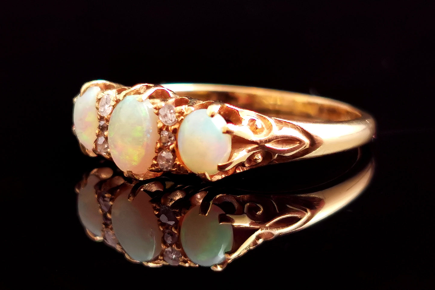 Antique Opal and diamond ring, 18ct gold, Edwardian