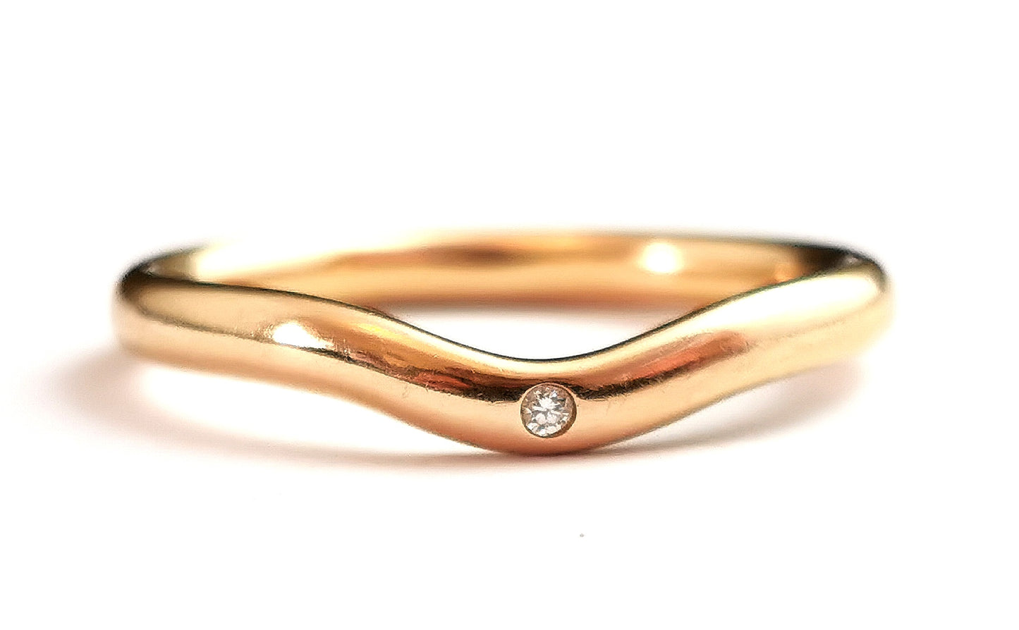 Vintage Elsa Peretti Tiffany 18ct yellow gold curved band ring, Diamond, Wedding ring