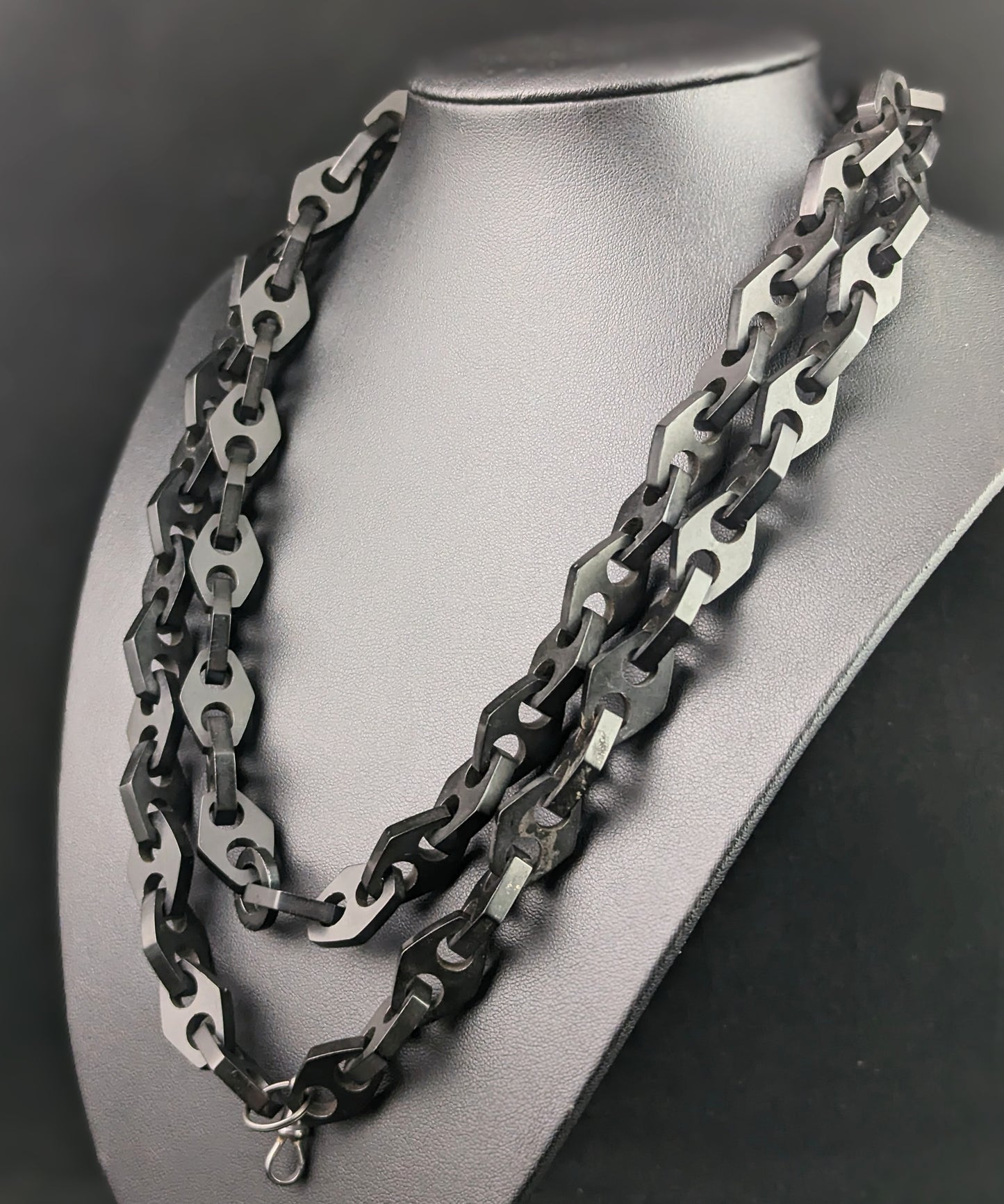 Antique Vulcanite longuard chain necklace, mourning