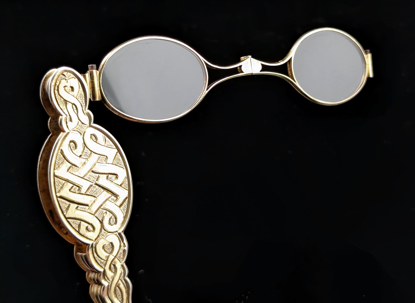 Antique French silver gilt lorgnettes, spectacles, Art Nouveau