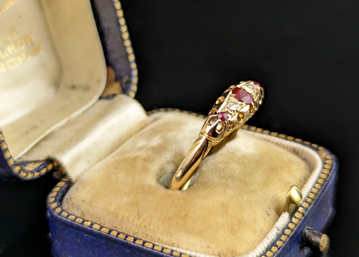 Antique Victorian Ruby and Diamond ring, 18ct yellow gold