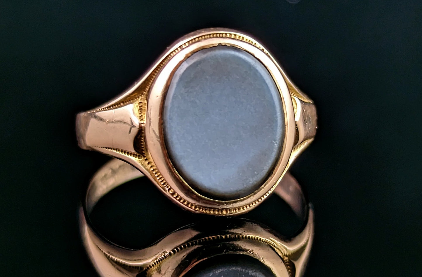 Antique 9ct gold Sardonyx signet ring, pinky ring