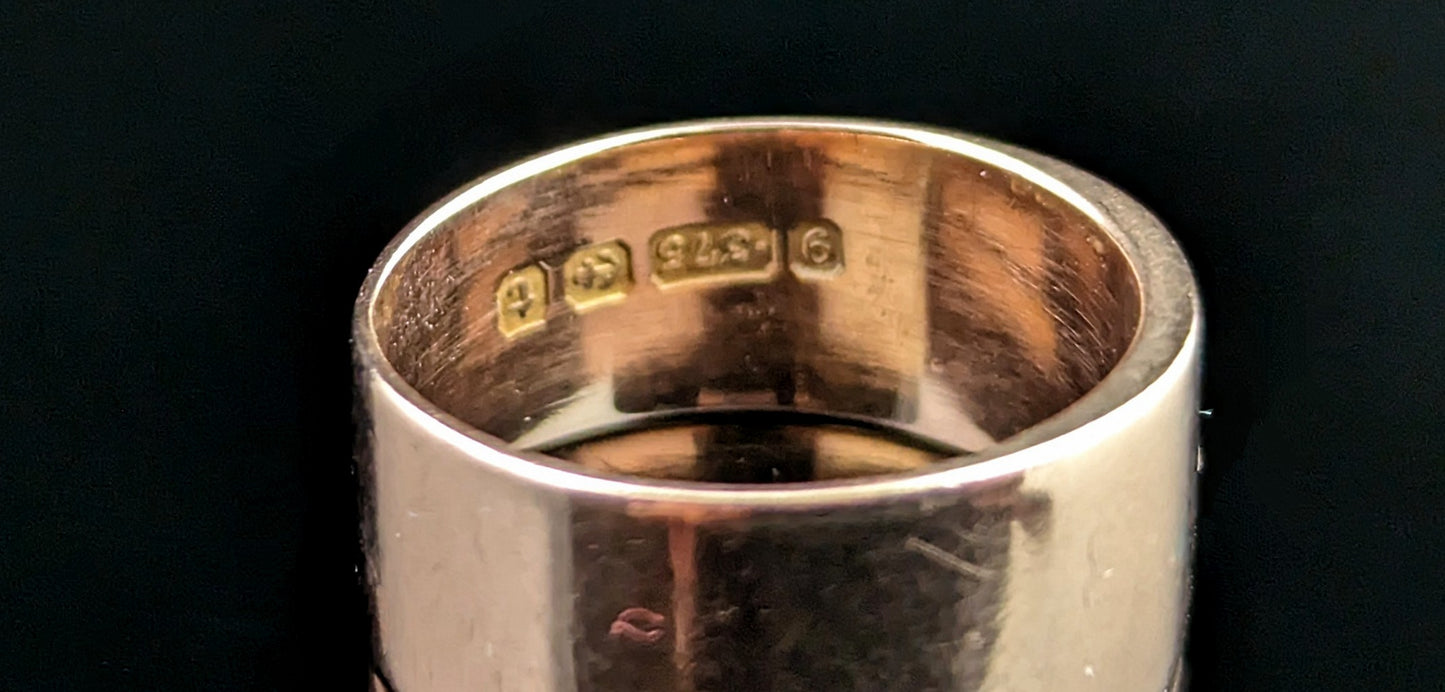 Antique 9ct Rose gold Diamond cigar band ring