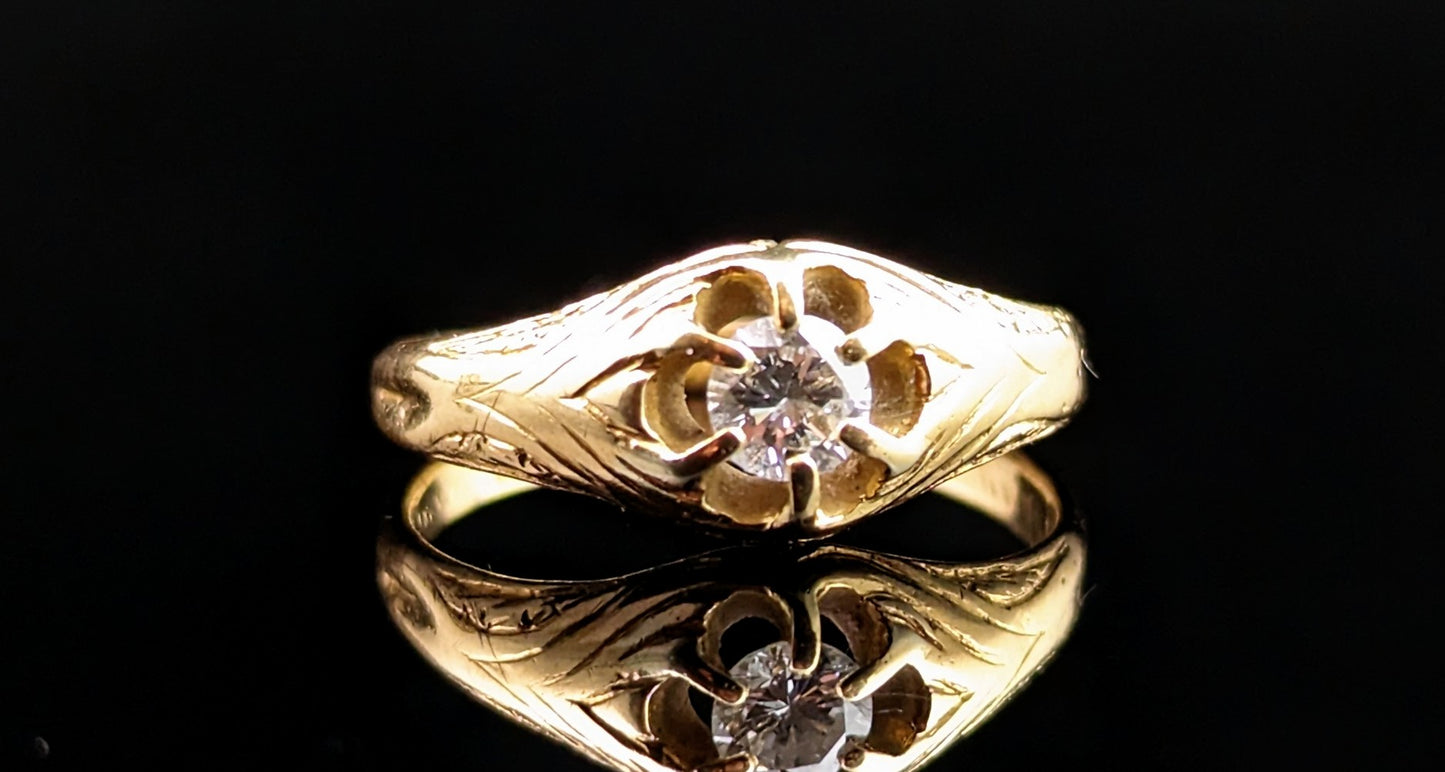 Antique Diamond solitaire ring, 18ct yellow gold