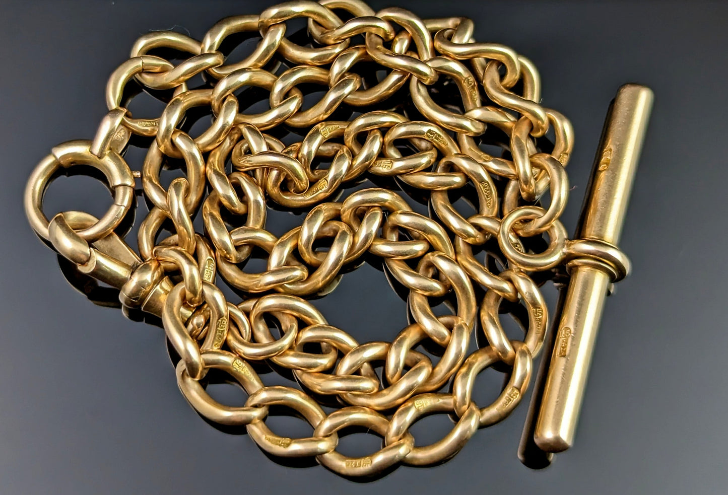 Antique 15ct gold Albert chain, watch chain necklace, heavy