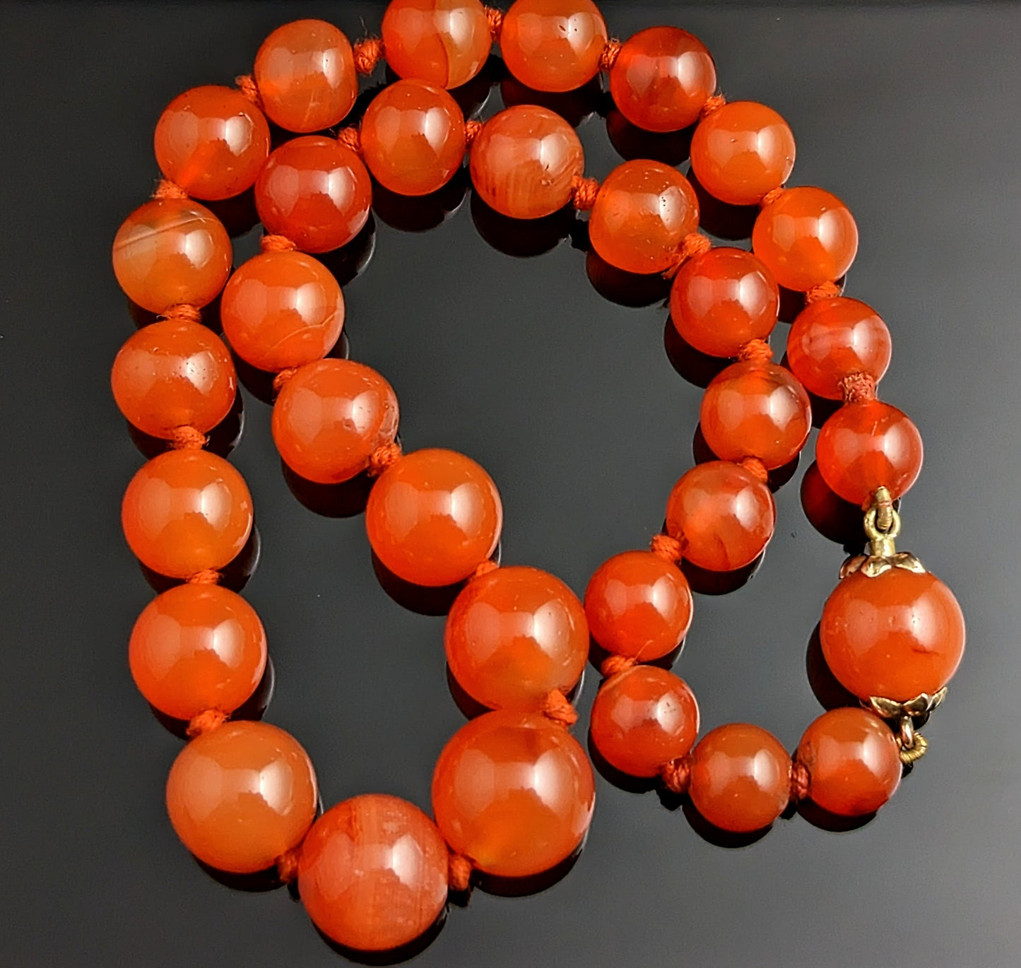 Antique Victorian Carnelian bead necklace, 9ct gold