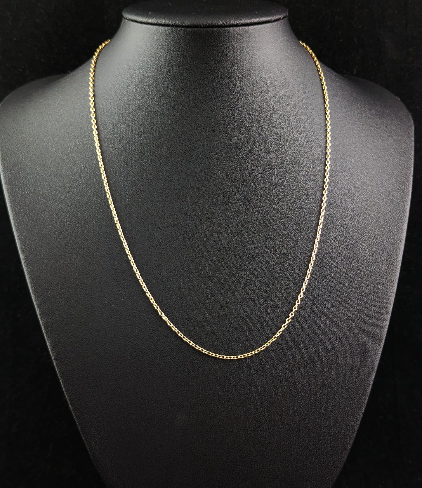 Antique 15ct yellow gold chain necklace, rolo link, Edwardian