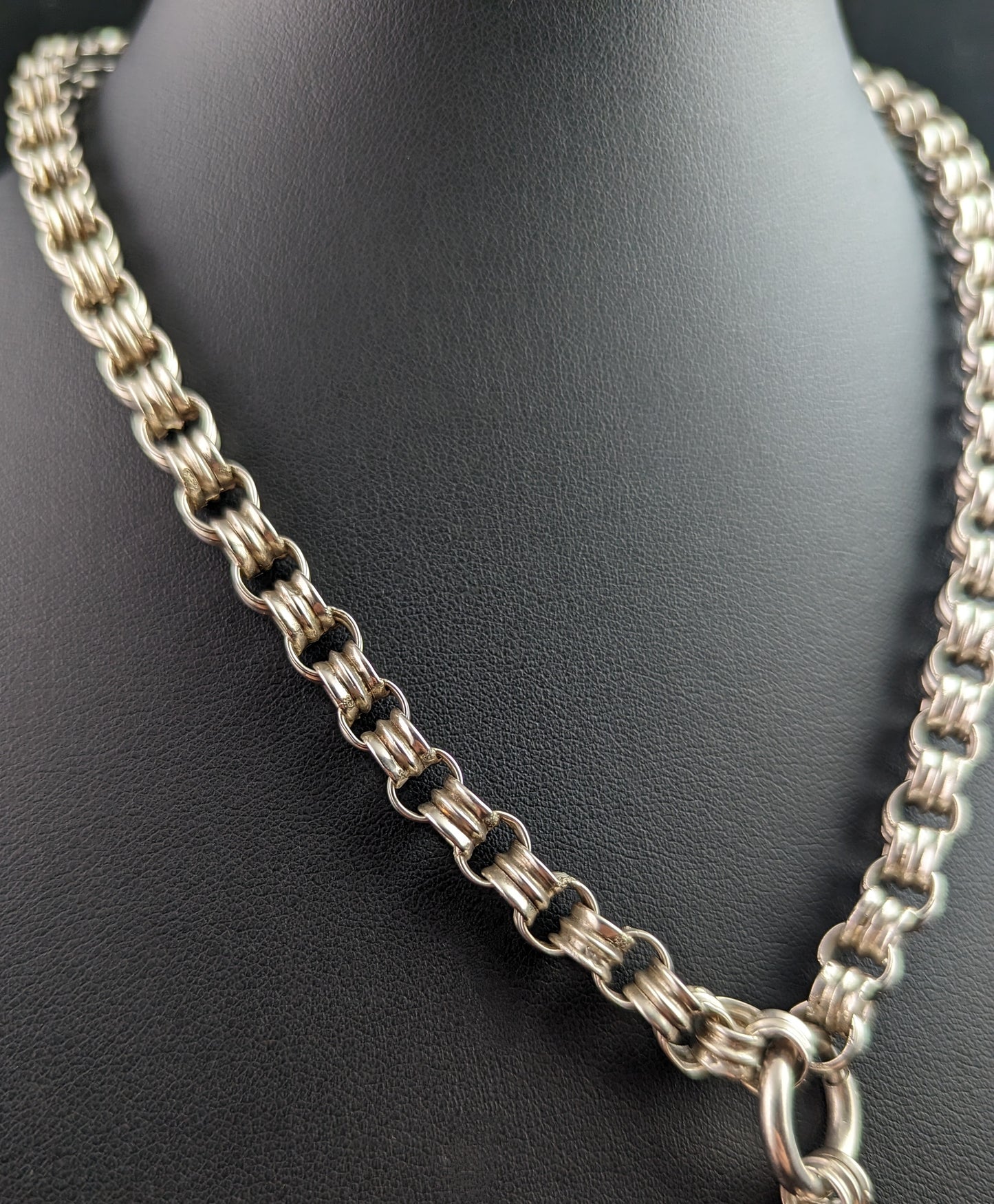 Antique Victorian Sterling collar necklace, rolo link
