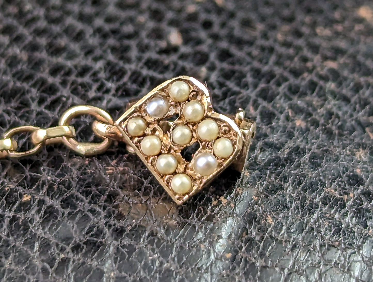 Vintage Fraternity brooch, Heart, Skull and Crossbones, 10ct gold and Pearl
