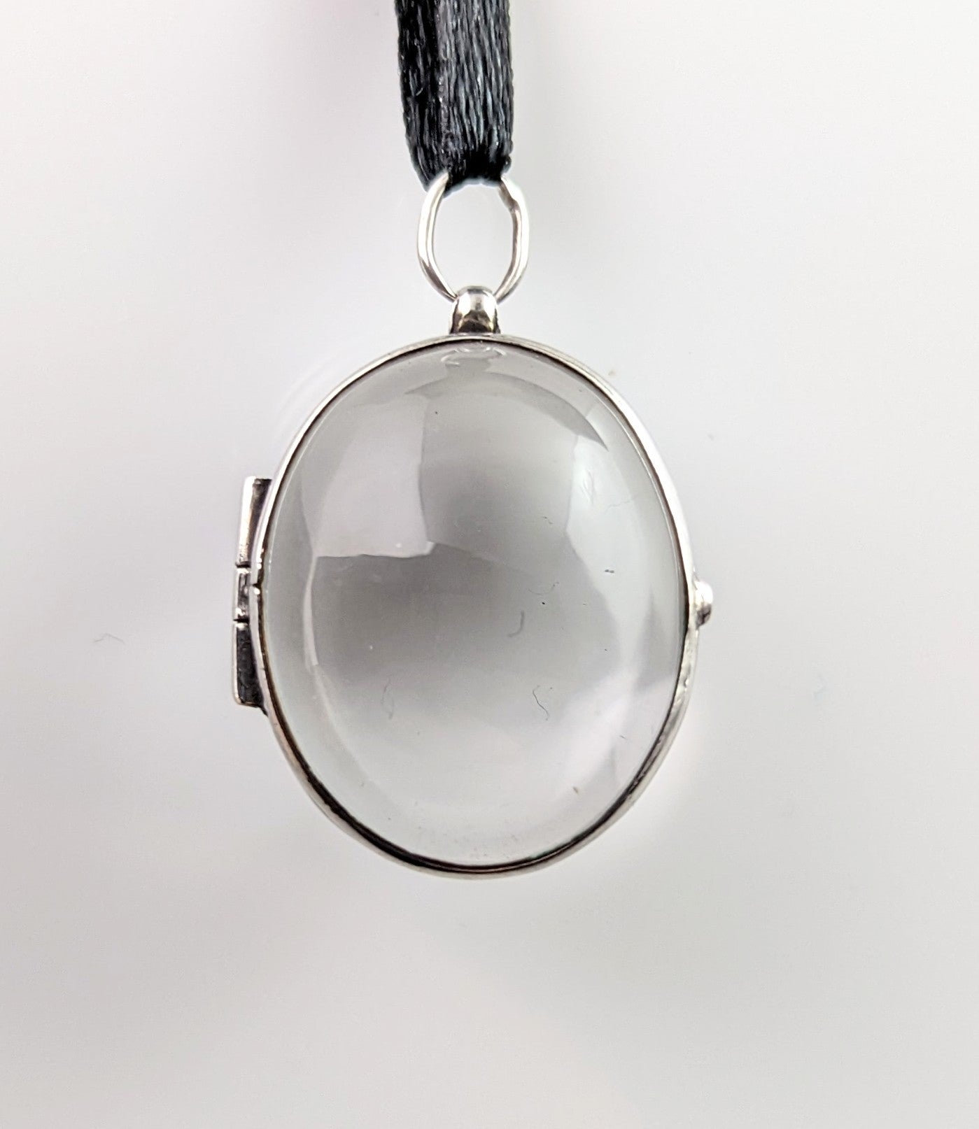 Antique Pools of Light locket pendant, Rock crystal, Sterling silver