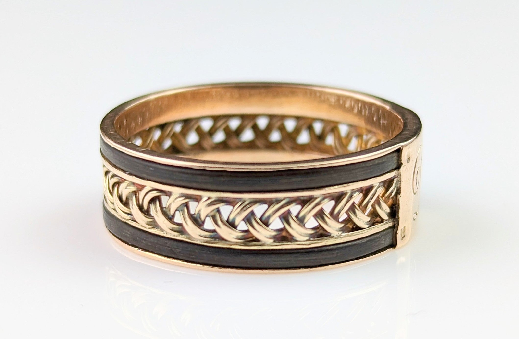 Mens gold ring with sales elephant hair