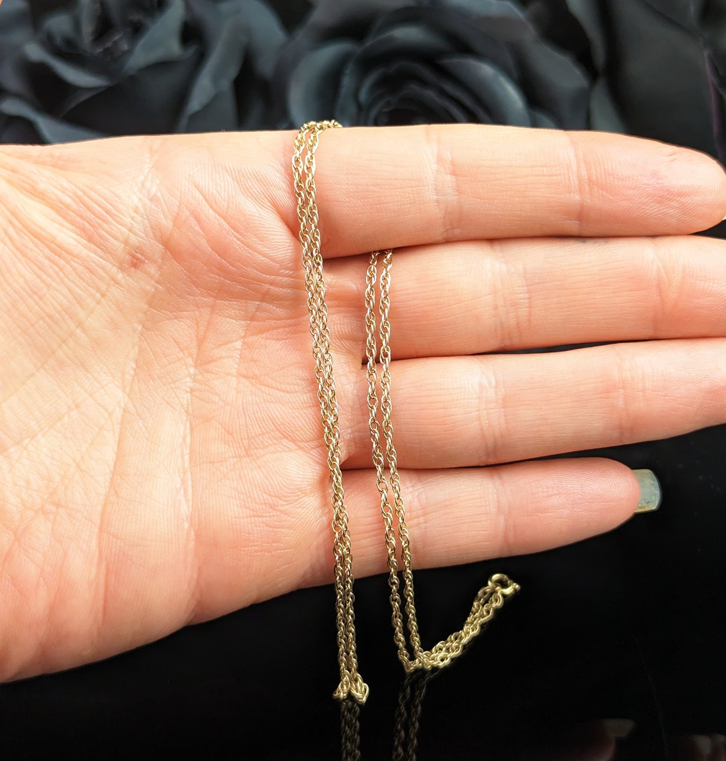Vintage 9ct gold fancy link chain necklace, open rope chain