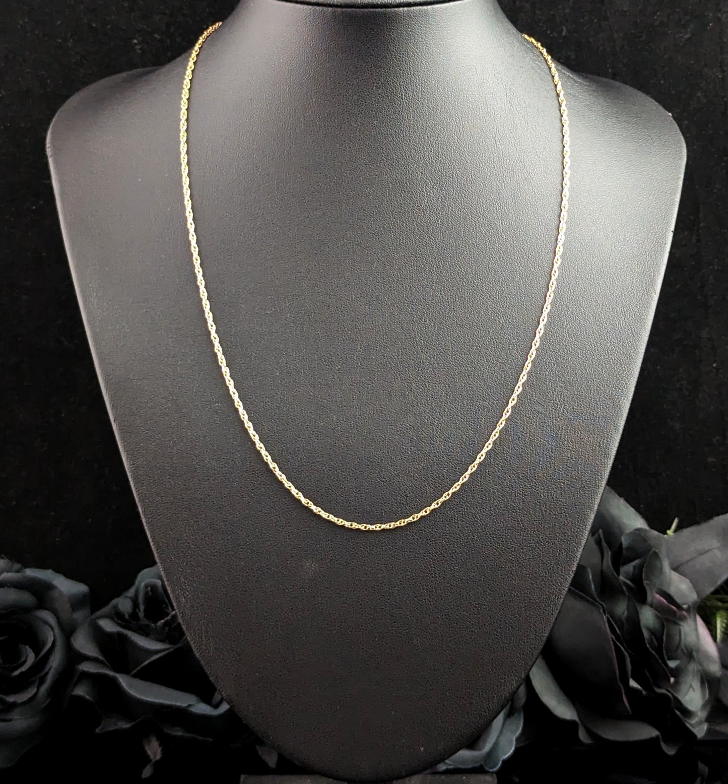 Vintage 9ct gold fancy link chain necklace, open rope chain