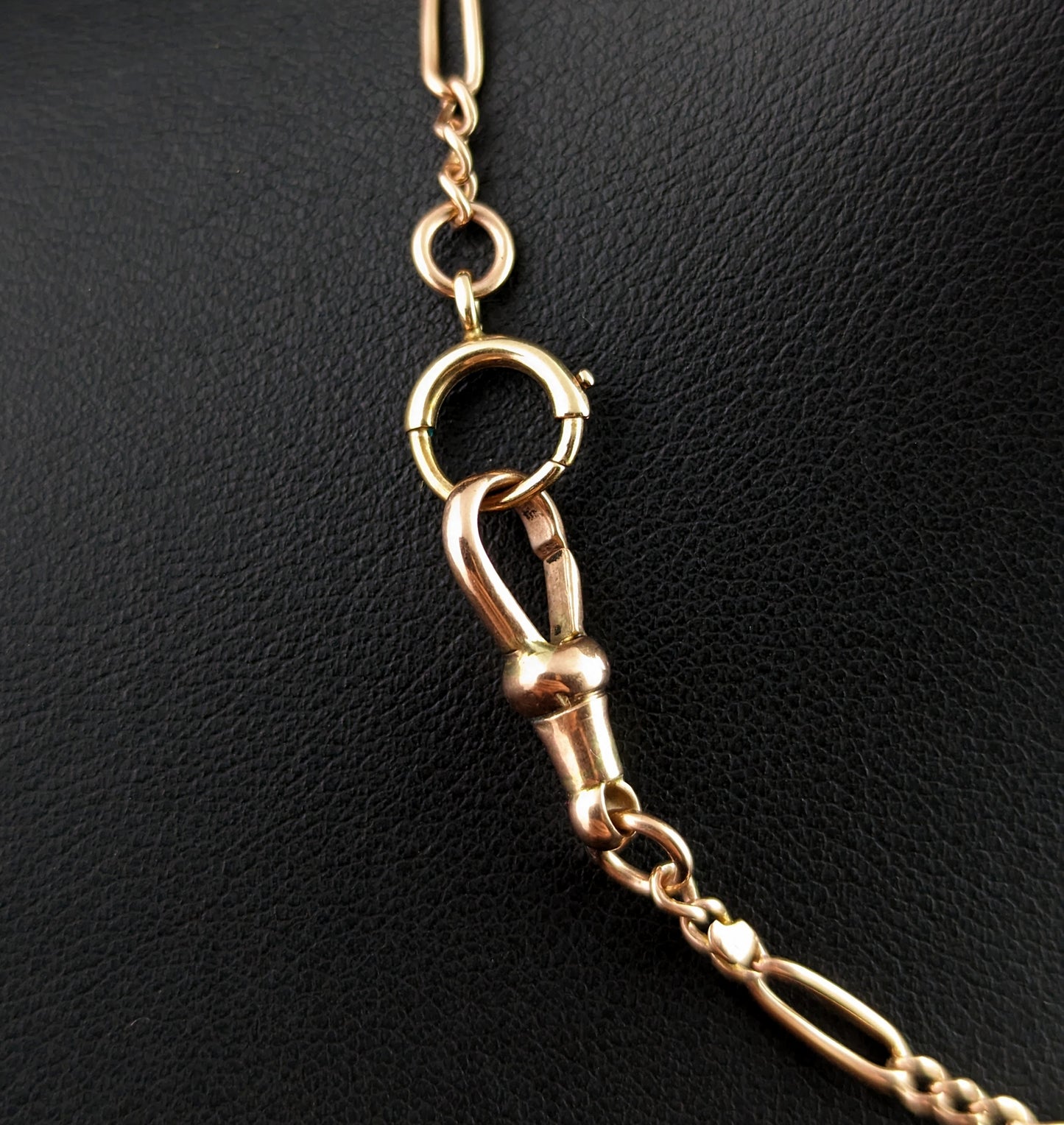 Antique 9ct gold Figaro link Albert chain, watch chain