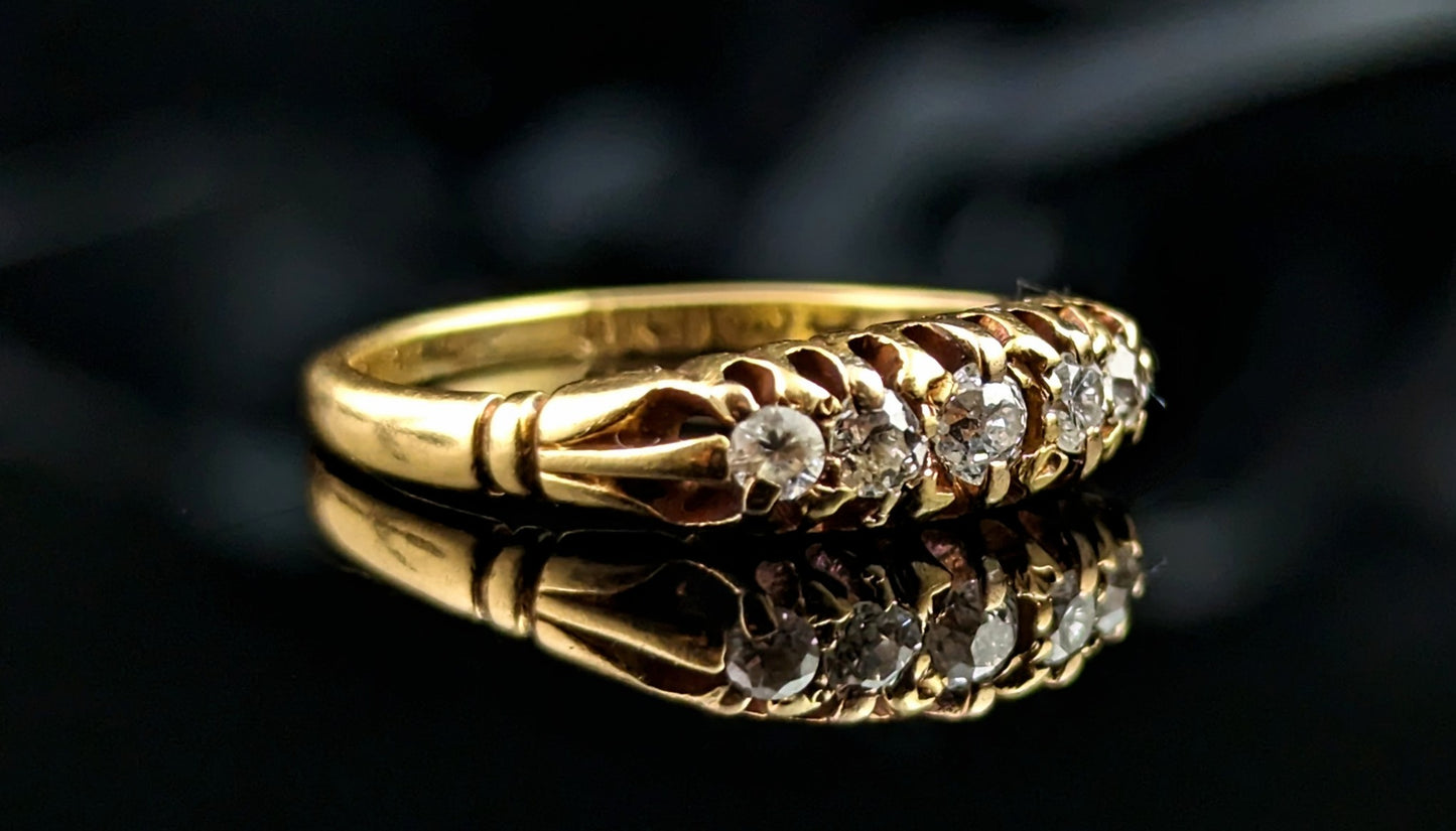 Antique Diamond half hoop ring, 18ct gold, Edwardian