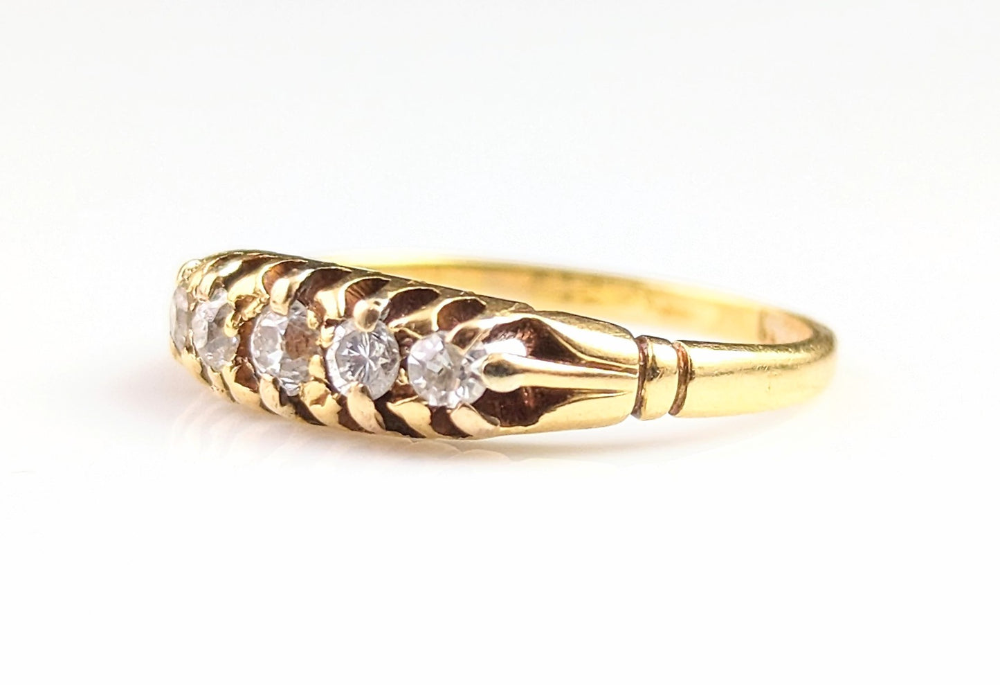 Antique Diamond half hoop ring, 18ct gold, Edwardian