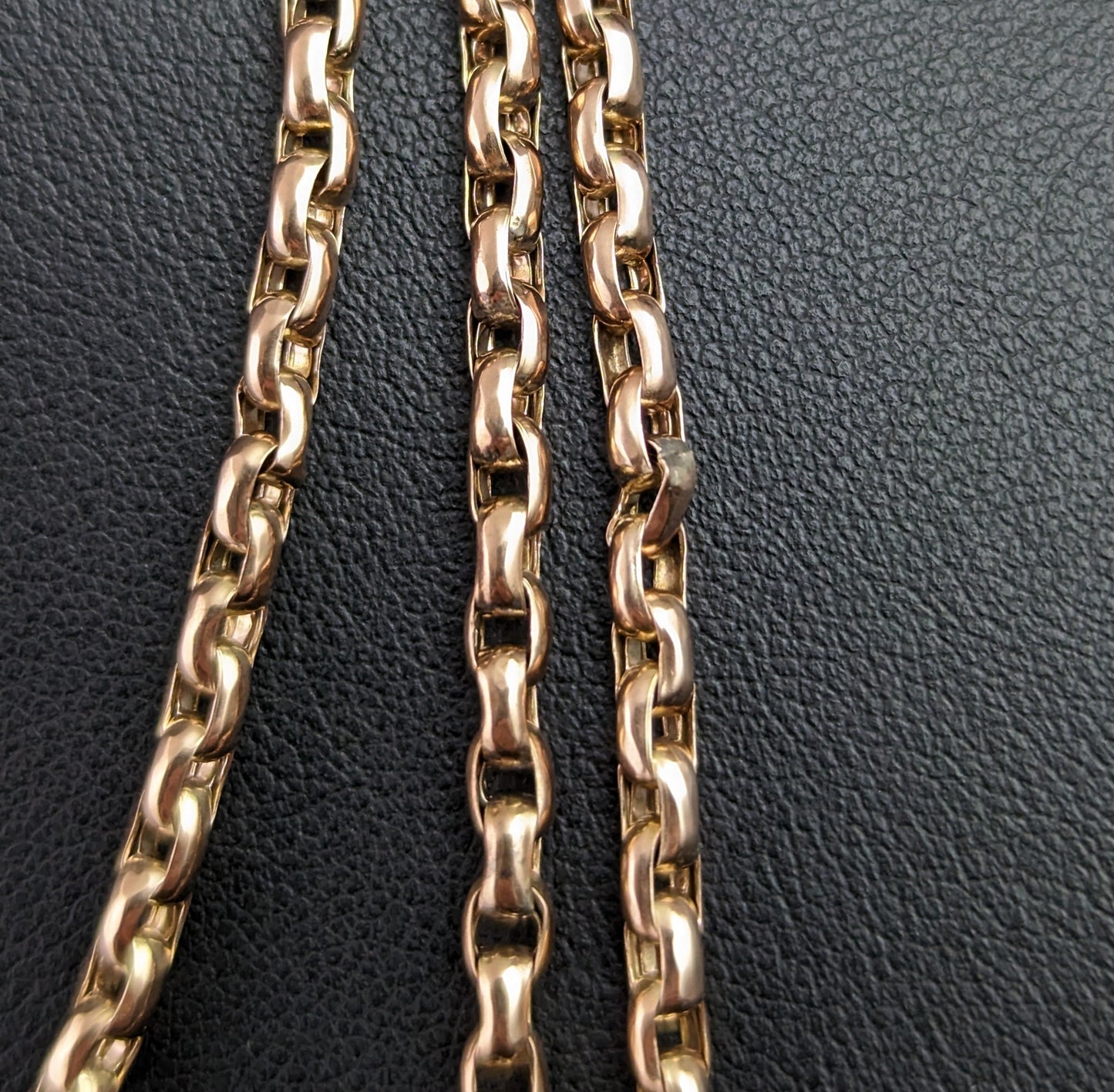 Antique 9ct gold long chain, longuard chain, Victorian